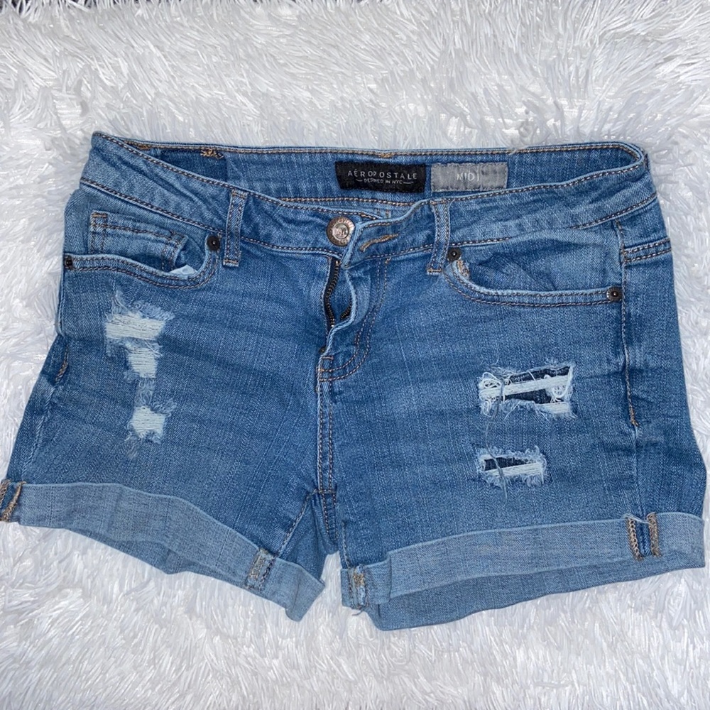 Aeropostale mid-wash denim shorts
